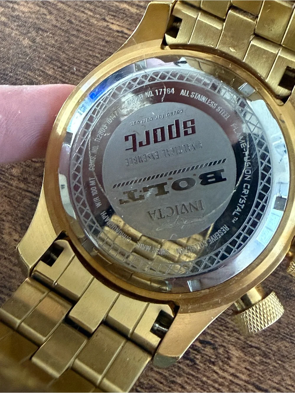 Invicta Gold-Tone Chronograph Watch with Blue Dial